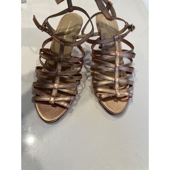 Loeffler Randall Rose Gold Strappy Kitten Heel Sandal Size 7.5 - Picture 4 of 16